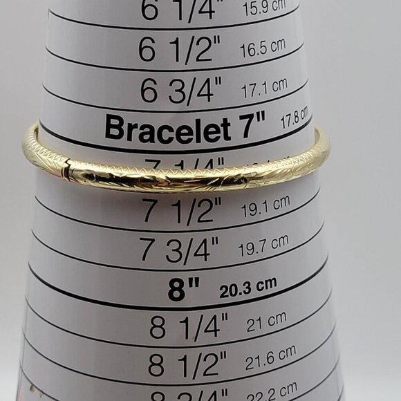 RSC 925 Sterling Silver Gold Plated Embossed Bangle Bracelet Hinged 7.25 in - Picture 6 of 6